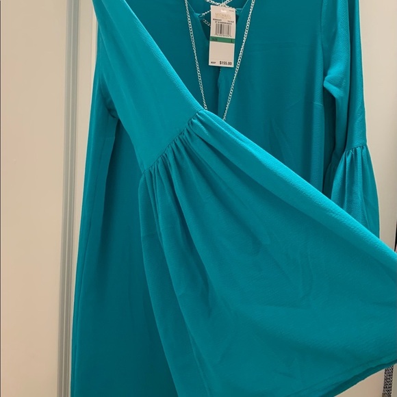 Michael Kors Bell Sleeves Shift Dress Turquoise Size L - Picture 5 of 10